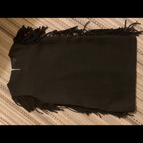 ENGLISH FACTORY fringe black sheath dress - Picture 2 of 11